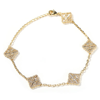 Bracelet Lucky Clover Bracelet Summer Women's Premium Sense Copper with Diamonds