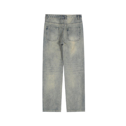 Men Jeans Ripped Distressed Loose Casual Retro