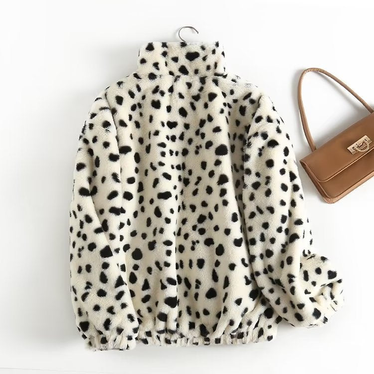 Women Cotton Coat Chessboard Plaid Coat Winter Loose Lapel