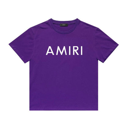 Amiri T Shirt Letter Print Casual Hip Hop round Neck Short Sleeve T-shirt