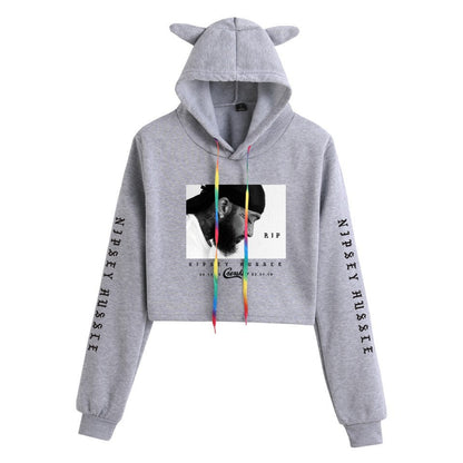 Nipsey Hussle Hoodie Rap Loose Cat Ears Sweater for Women (Part 2)