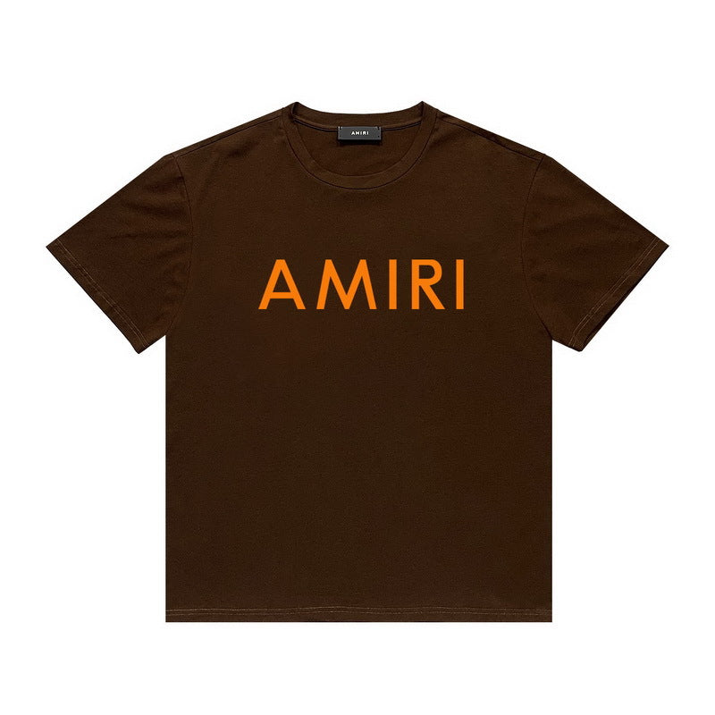 Amiri T Shirt Letter Print Casual Hip Hop round Neck Short Sleeve T-shirt