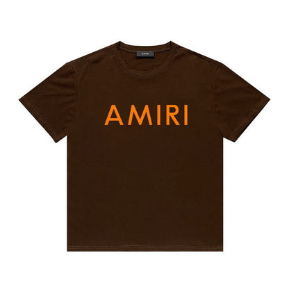 Amiri T Shirt Letter Print Casual Hip Hop round Neck Short Sleeve T-shirt