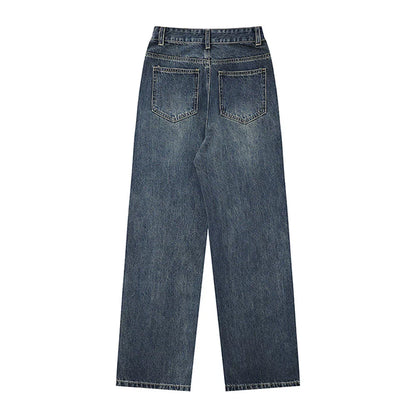Women Pants Ripped Jeans Loose Straight Wide Leg Pants Trousers