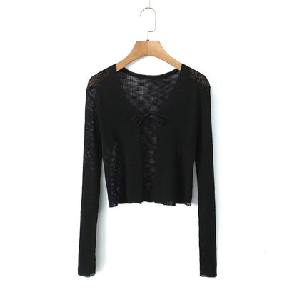 Women Tops Summer Bow Sun Protection Sweater Top