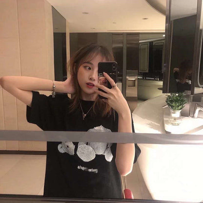 Palm Angle T Shirts Broken Teddy Bear Couple Loose