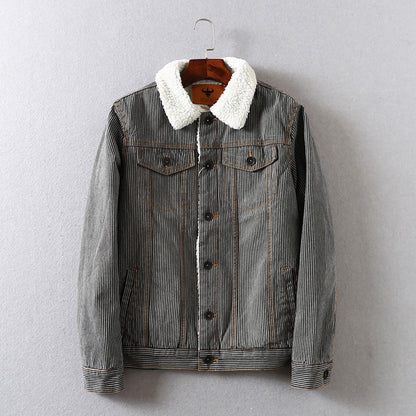 Women Cotton Coat Fleece Padded Lamb Wool Denim Jacket