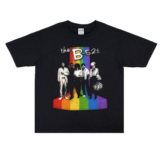 Rock Star T Shirt the B- 52's Punk Rock Print T-shirt Short Sleeve round Neck Loose