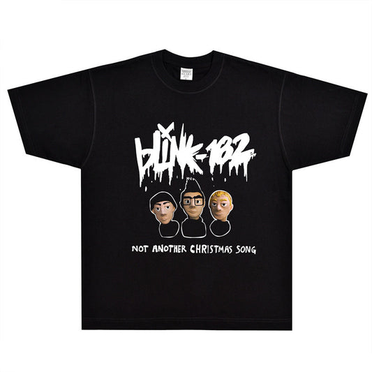 Rock Star T Shirt Blink-182 Not Another Christmas Song T-shirt Rock Band American Street Short Sleeve