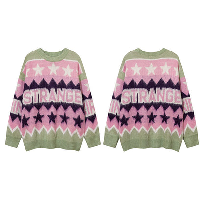 Women Sweater Star Soft Knitted Sweater Vintage