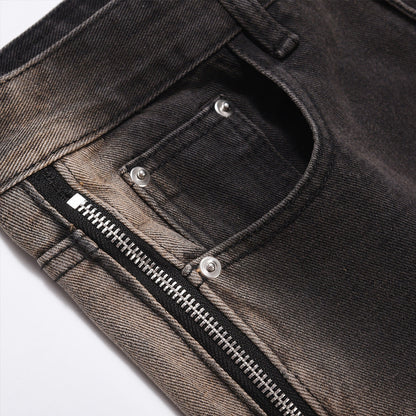 Men Jeans Loose Zip Straight Wide Leg