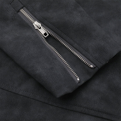 Men Jacket Coat PU Leather Jacket Men's Striped Stitching Long Sleeve Pilot