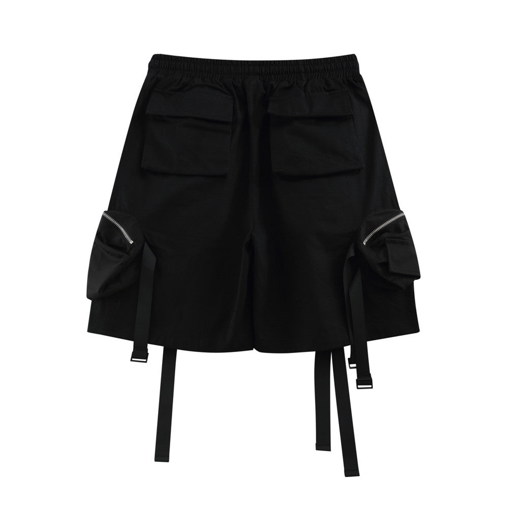 Men Sweatpants Multi-Pocket Workwear Shorts Loose Casual Straight-Leg Shorts
