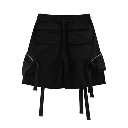 Men Sweatpants Multi-Pocket Workwear Shorts Loose Casual Straight-Leg Shorts