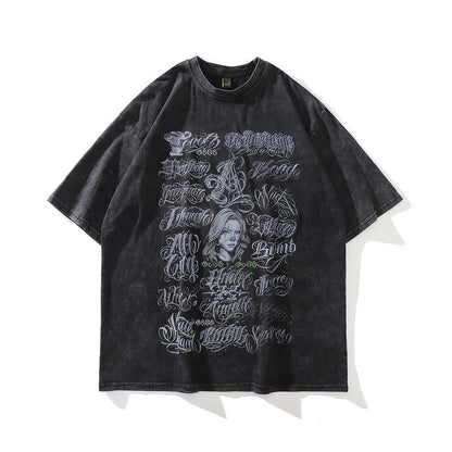Men T-Shirt Retro T-shirt Summer Short Sleeve Men and Women Loose