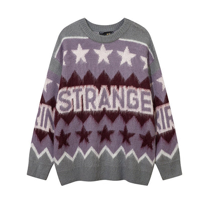Women Sweater Vintage Star Jacquard Idle Style
