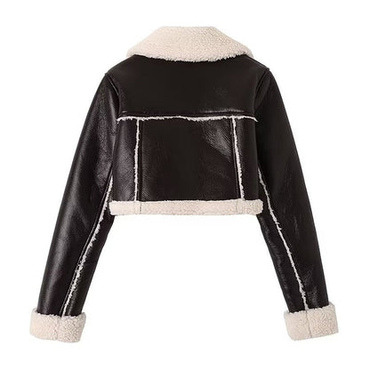Women Cotton Coat Jacket Fashion Fleece Leather