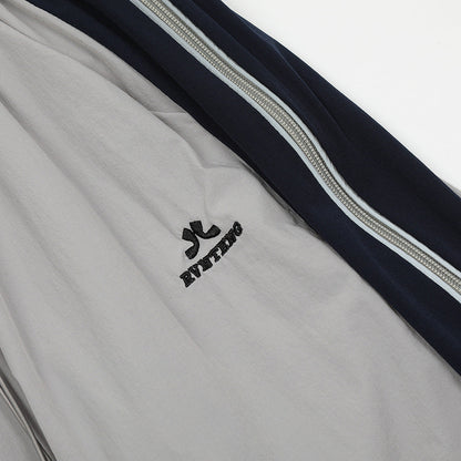 Men Sweatpants Side Zipper Stitching Casual Wide Leg Pants Elastic Waist Straight-Leg Trousers