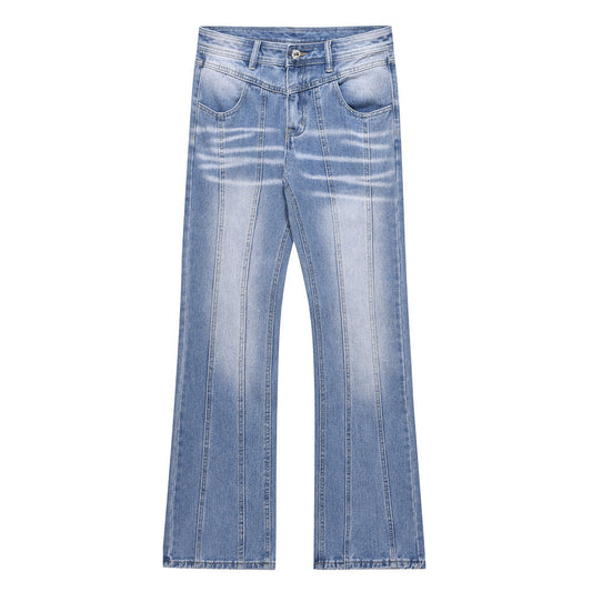 Men Jeans Micro-Pull Stitching Wide Leg Loose