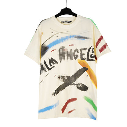 Palm Angle T Shirts Painted Letter Printing Loose