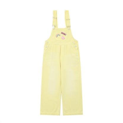 Overalls Men Jumpsuit Denim Cargo Pants Suspender Pants Loose Straight Wide Leg Casual Suspender Jumpsuit