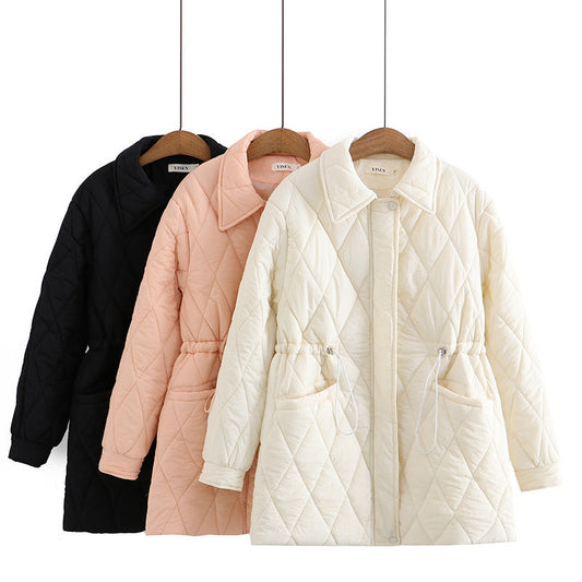 Women Cotton Coat plus Size Diamond Plaid
