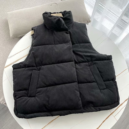 Women Cotton Coat Warm down Jacket Vest Casual Stand Collar