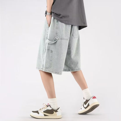 Men Jeans Denim Shorts Men's Summer Casual Wide-Leg Pants