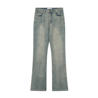 Men Jeans Bell-Bottom Pants Distressed Loose Casual Retro
