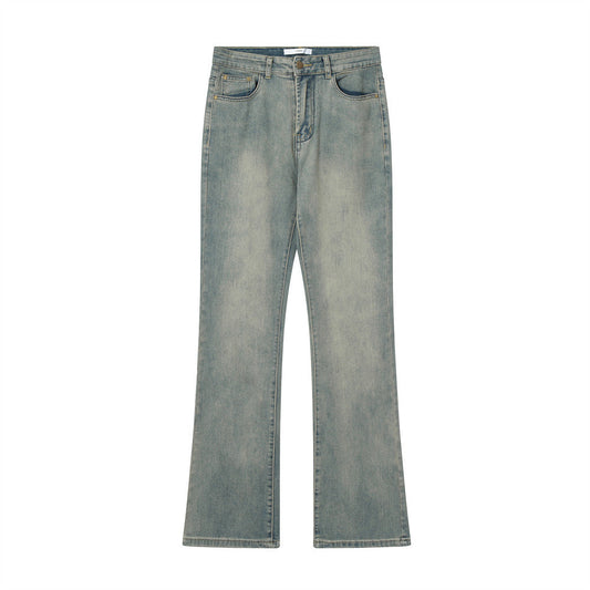 Men Jeans Bell-Bottom Pants Distressed Loose Casual Retro