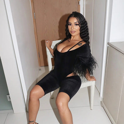Women Tops Slim Fit One-Piece Shorts Spring