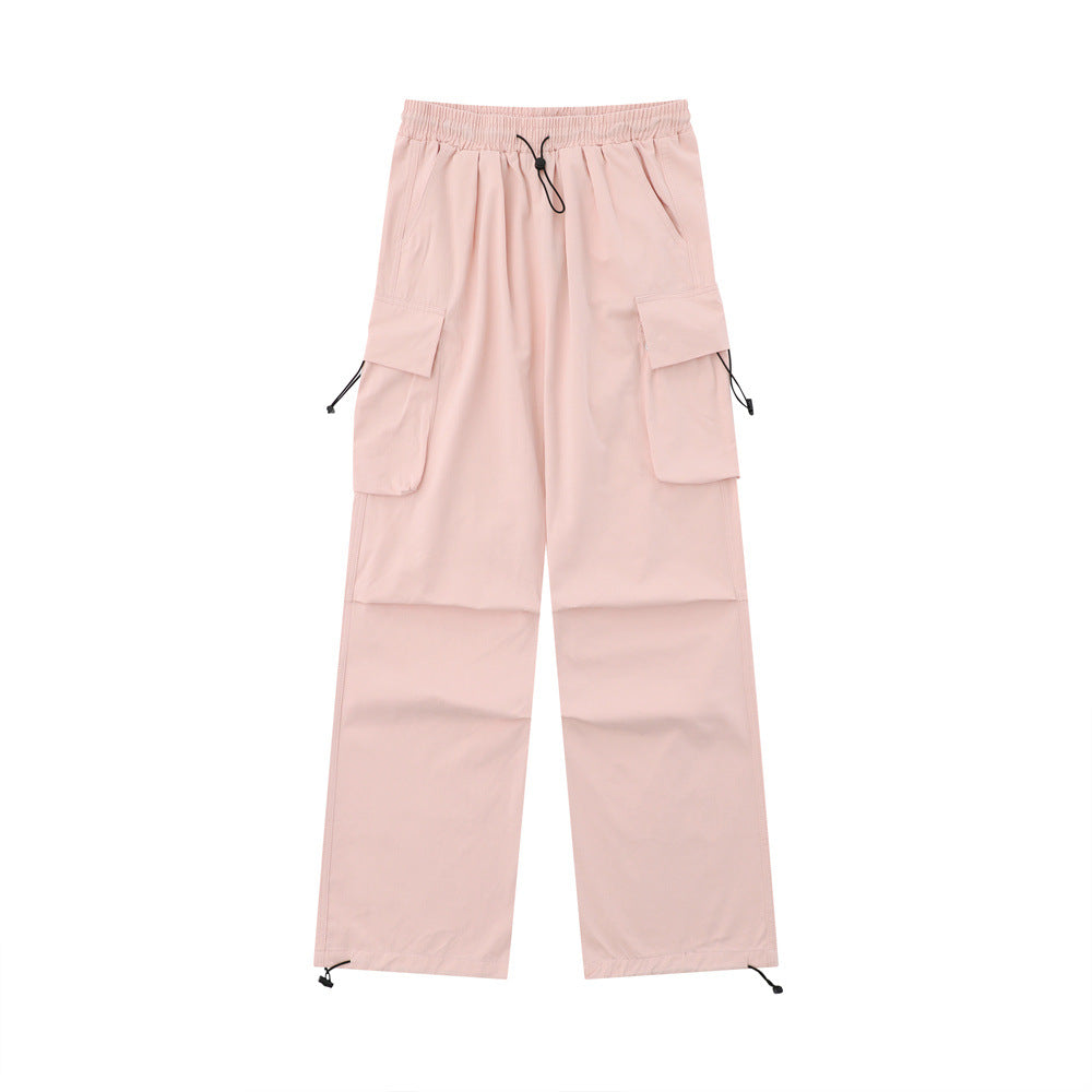 Men Sweatpants Solid Color Pleated Casual Trousers Loose Track Pants Drawstring Jogger Pants