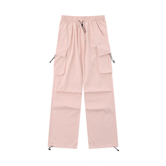 Men Sweatpants Solid Color Pleated Casual Trousers Loose Track Pants Drawstring Jogger Pants