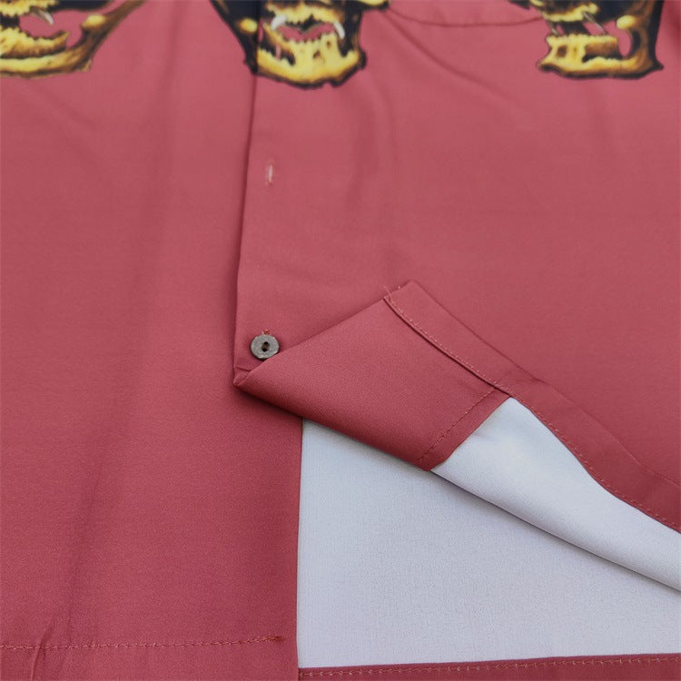 GUILTYPARTIES TIGER Shirts Skull Hawaiian Long Sleeve Shirt