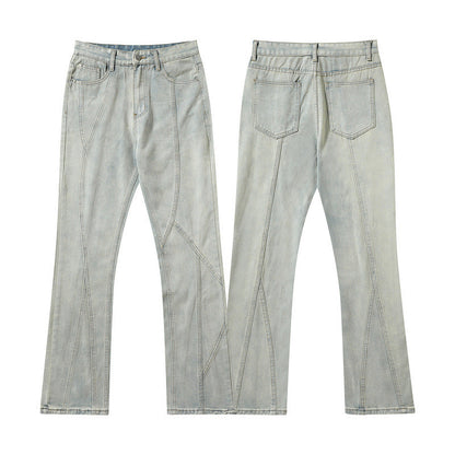 Men Jeans Vintage Straight Jeans Casual Flared Pants