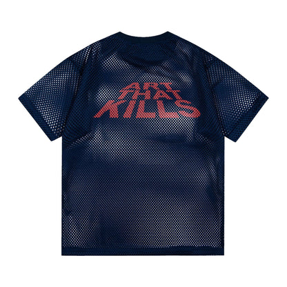 Gallery Dept T-Shirt Alphabet Print Hollow Mesh Short Sleeve T-Shirt