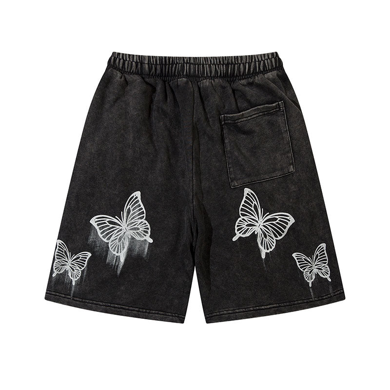 Men Shorts Retro Washed Distressed Shorts Loose Track Pants