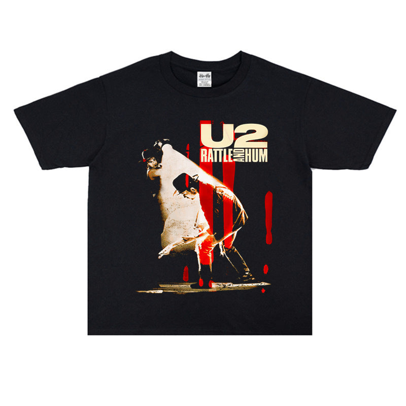 Rock Star T Shirt Irish Rock Band Printed Crew Neck T-shirt Pure Cotton Loose Short Sleeve