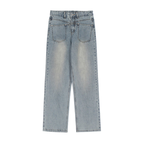 Men Jeans Solid Color Simple Personality Jeans Loose Casual