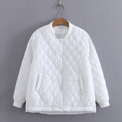Women Cotton Coat plus Size Diamond Plaid Baseball Uniform