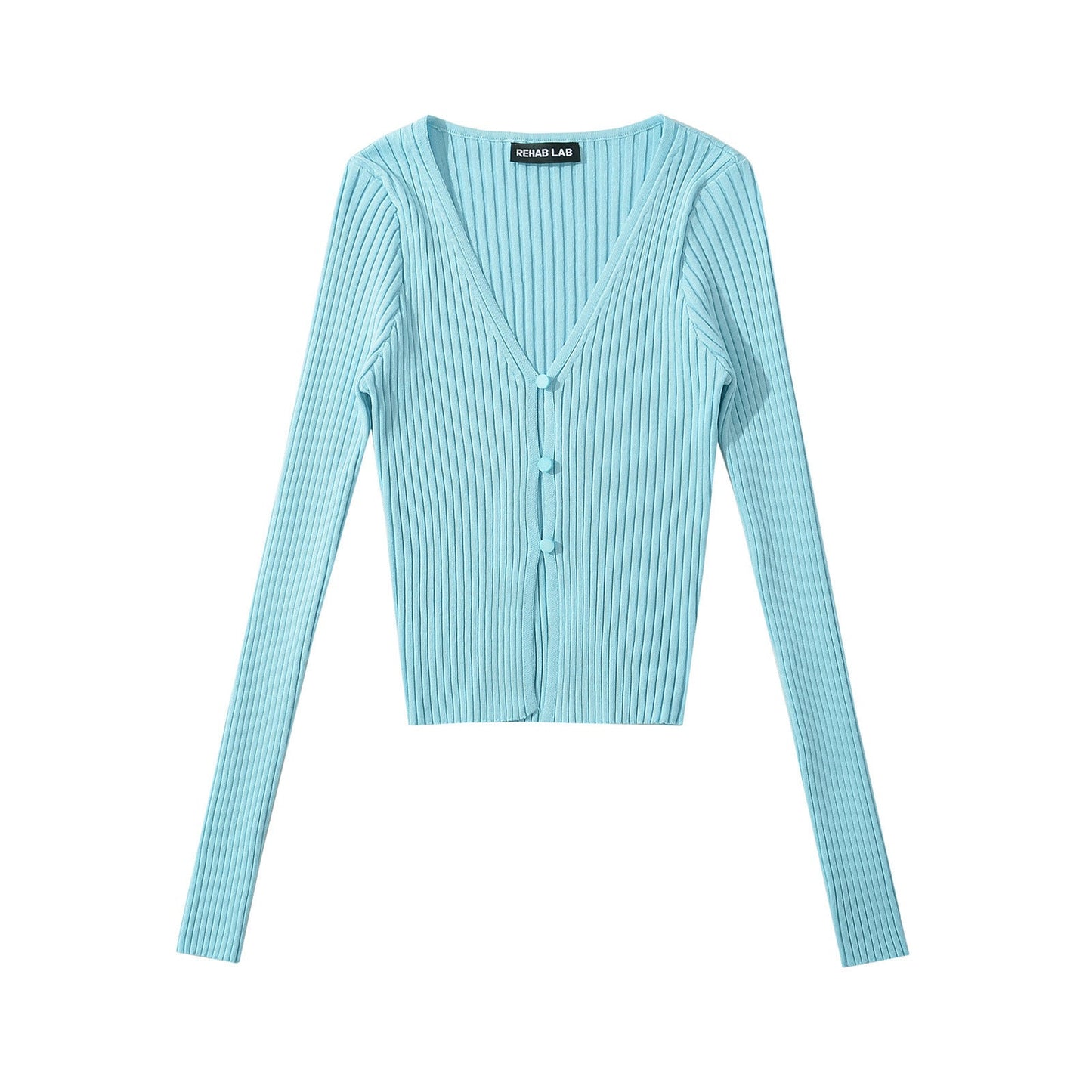 Women Tops Spring/Summer V-neck Hollow Cardigan Solid Color Short Top
