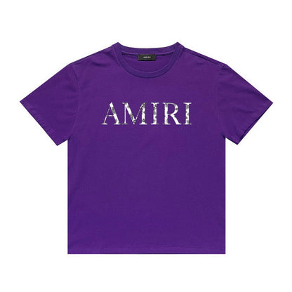 Amiri T Shirt Lettered Casual Hip Hop High Street round Neck Short Sleeve T-shirt