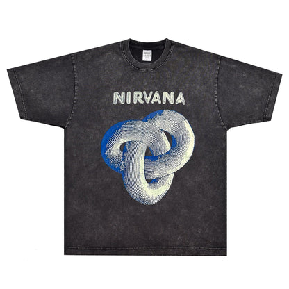Rock Star T Shirt Nirvana Band Rock American Loose Printed Vintage Short Sleeve