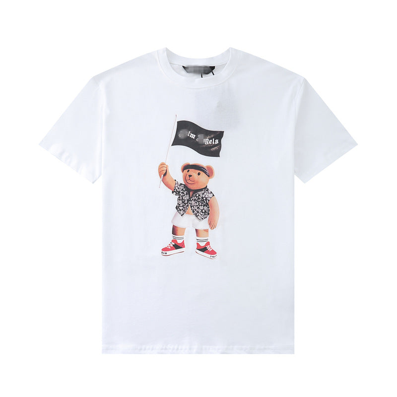 Palm Angle T Shirts Pirate Bear Flag Print Loose Hip Hop Couple