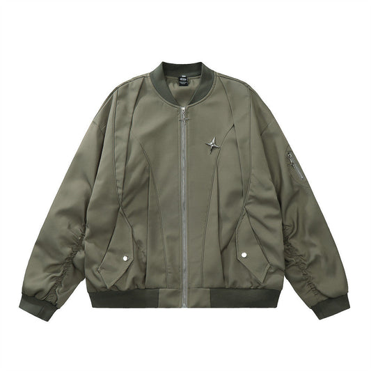 Men Jacket Coat Men's Stitching Loose Pu Handsome Baseball Uniform