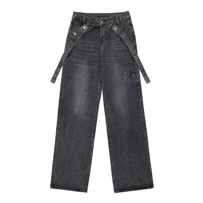 Women Pants Jeans Women's XINGX Embroidery Baggy Straight Trousers