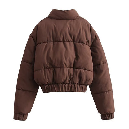 Women Cotton Coat Cardigan Stand Collar Warm Casual Jacket