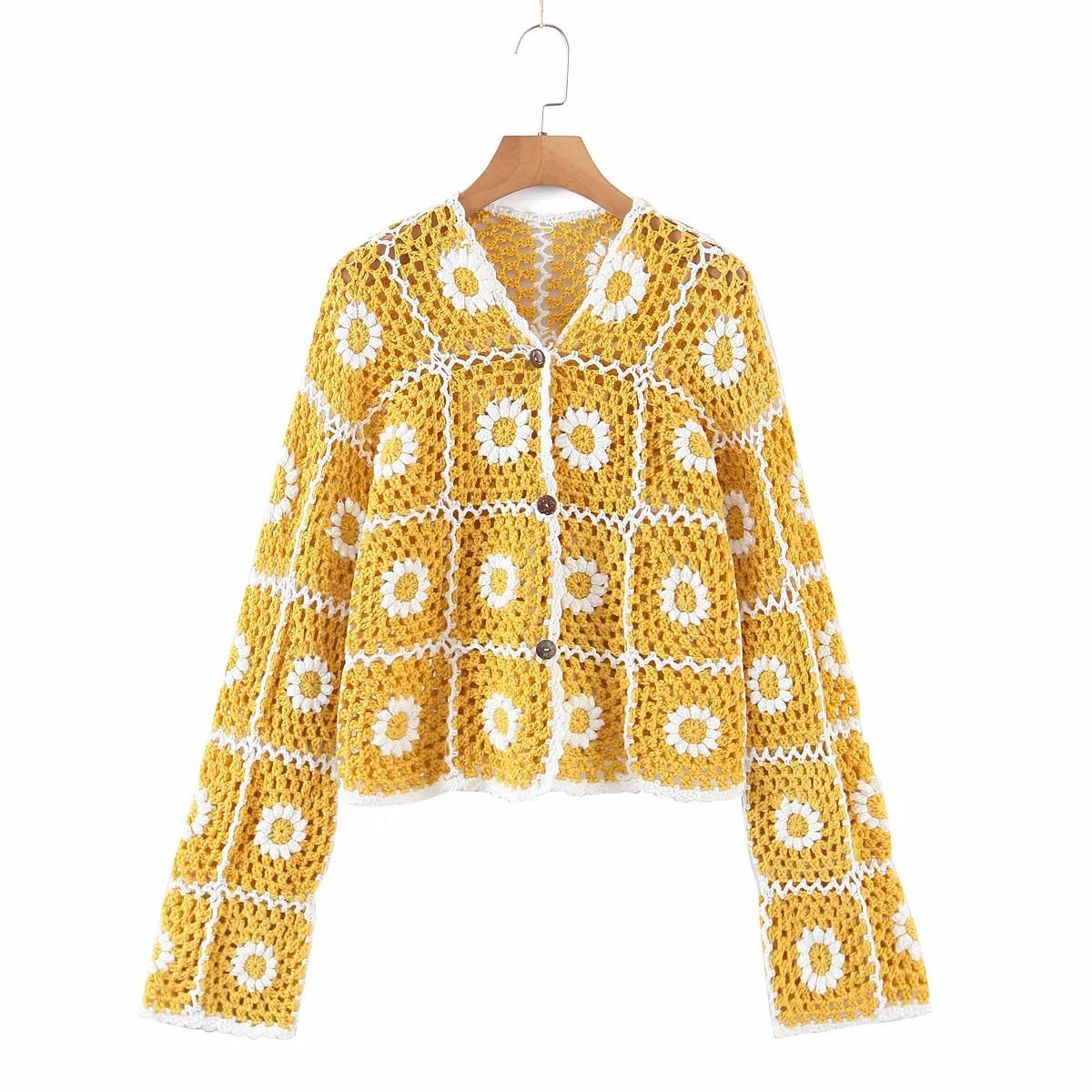 Women Sweater Knit Wear Hollow-out Crocheted Knitted Cardigan Jacket
