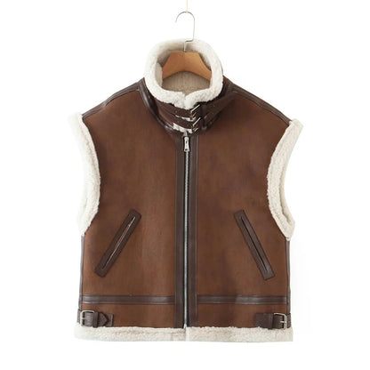 Women Cotton Coat Loose Suede Imitation Lamb Wool Vest