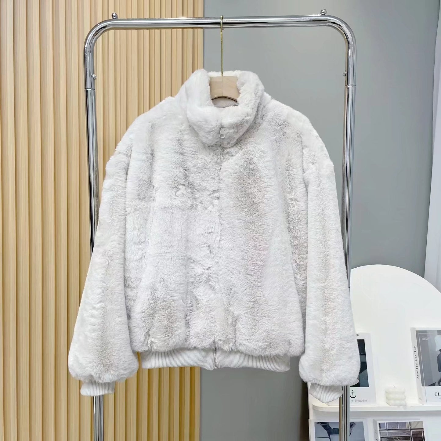 Women Cotton Coat Imitate Rex Rabbit Fur Fur Outer Loose Jacket